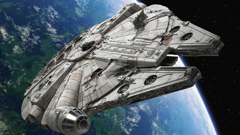 The Millennium Falcon in orbit above Earth