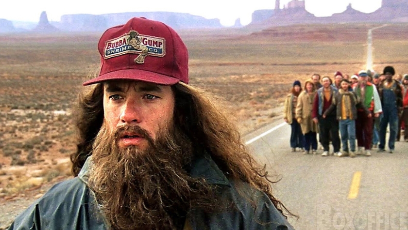 Forrest Gump walking along a desert road in 'Forrest Gump' (1994)