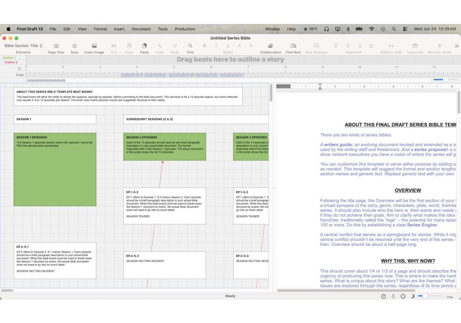 Building Your TV Series Bible in Final Draft