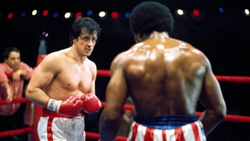 Sylvester Stallone and Carl Weathers in 'Rocky'