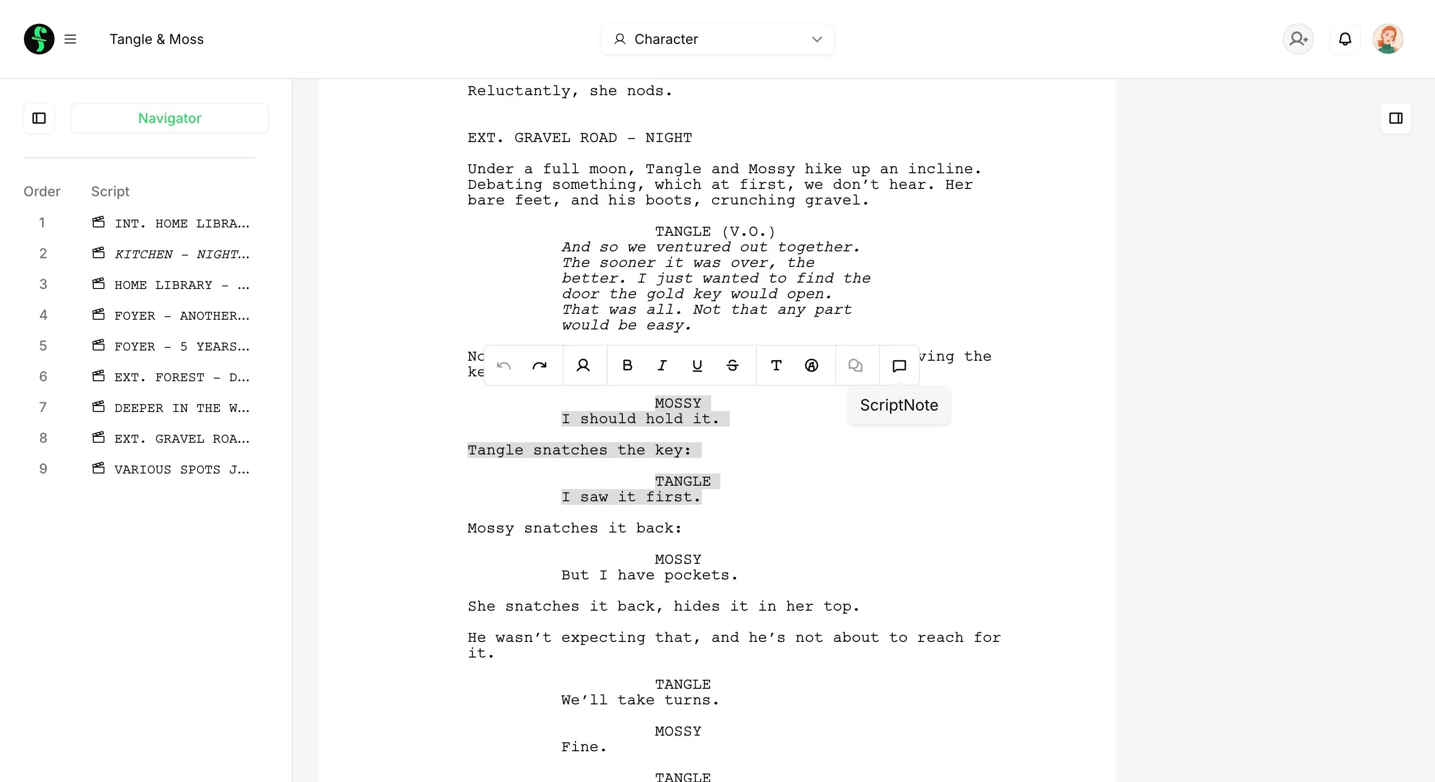 Final Draft Writer ScriptNotes